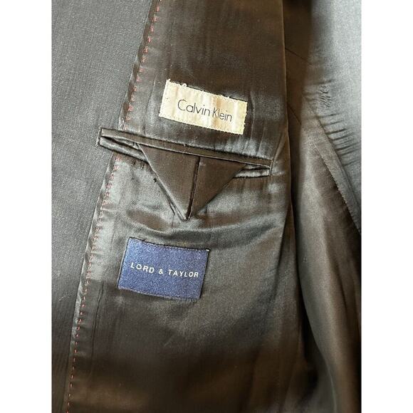 Calvin Klein Men's Suit Jacket Single Breasted 100% Wool 2 Buttons Black Sz 46R - Picture 6 of 12